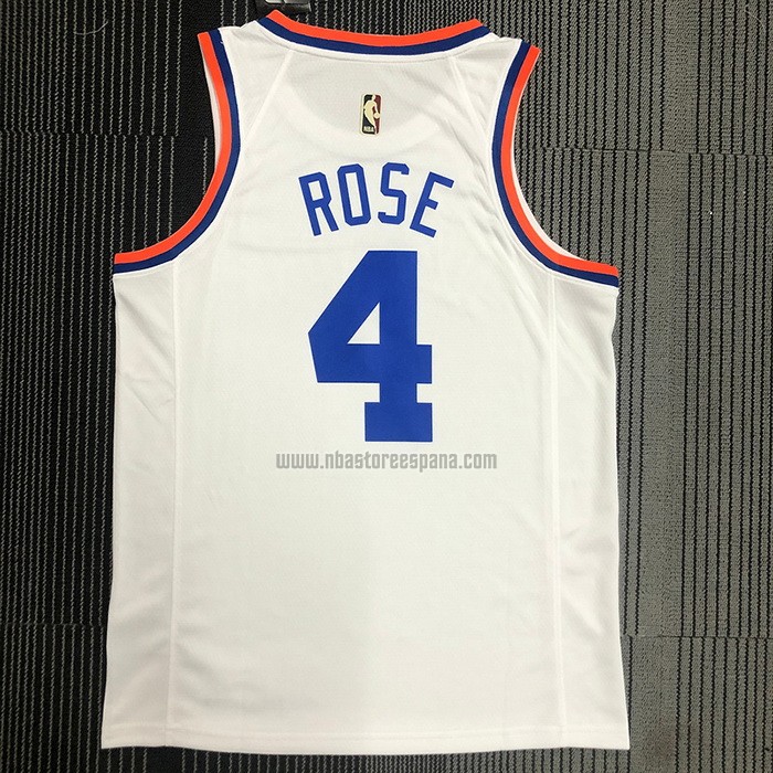 Camiseta New York Knicks Derrick Rose NO 4 75th Anniversary Blanco